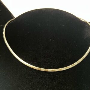 Vintage Gold Tone Snake Chain Choker Necklace Textured Collar